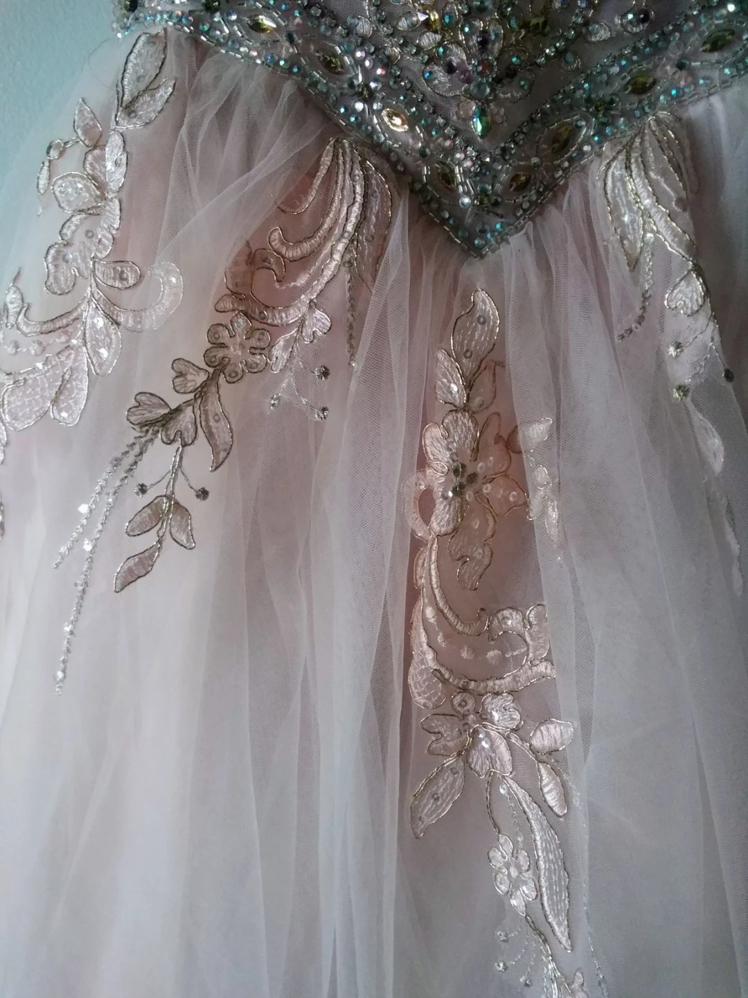 Pink Crystal Halter Neck Prom Dress - photo 5