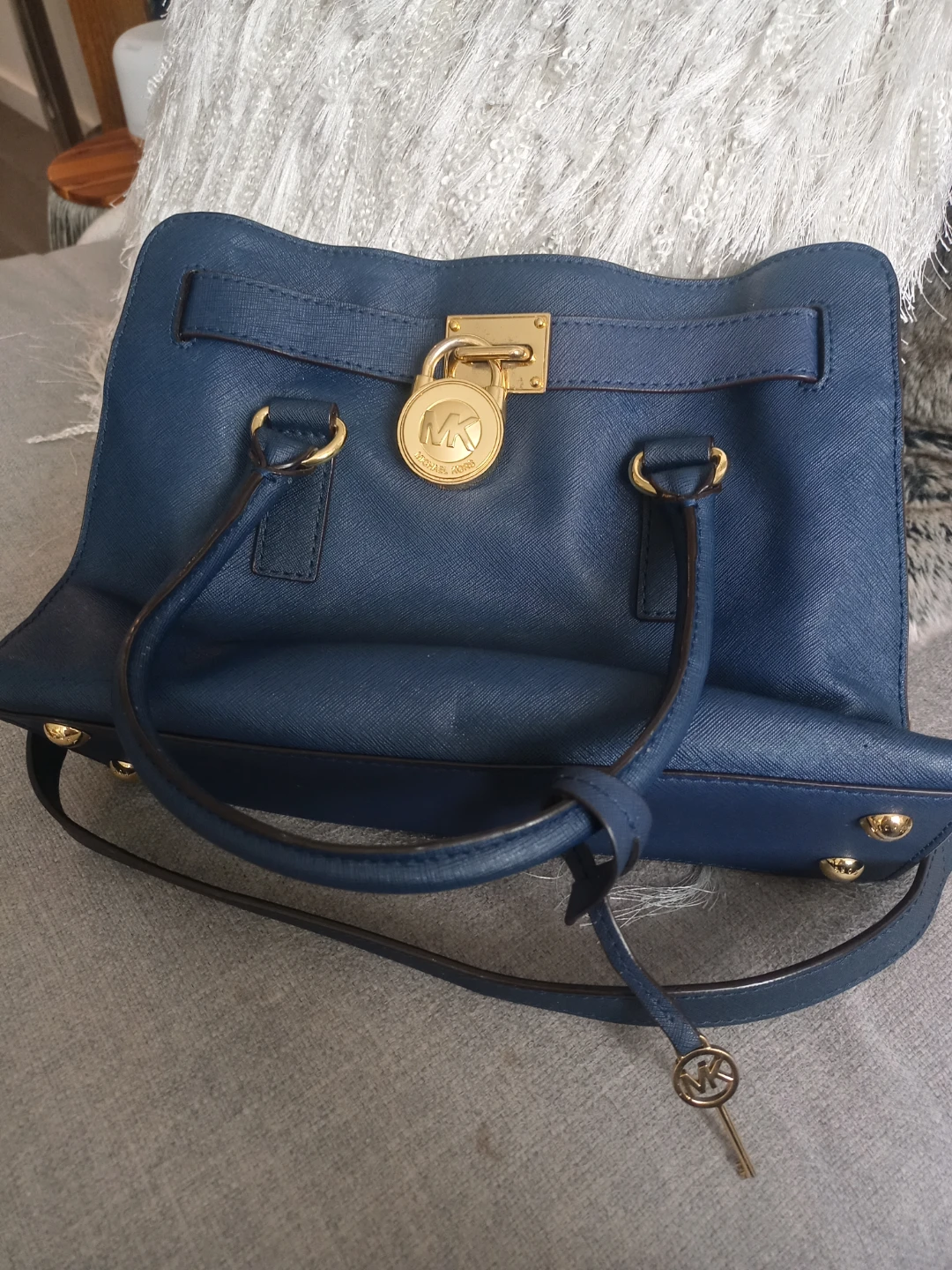 Michael Kors Blue Leather Satchel Handbag
