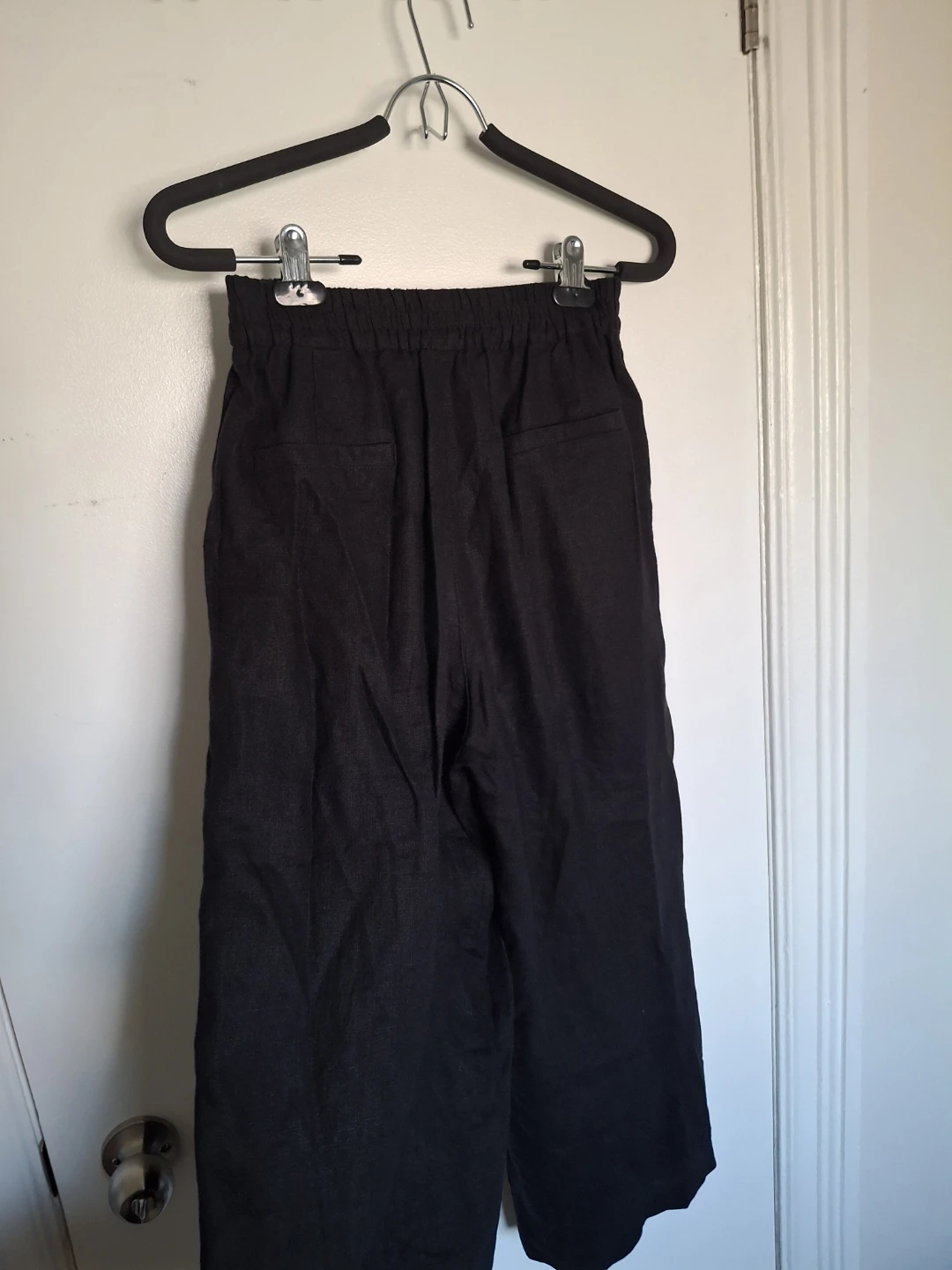 Black Wide Leg Linen Blend Pants - Size Medium - photo 4