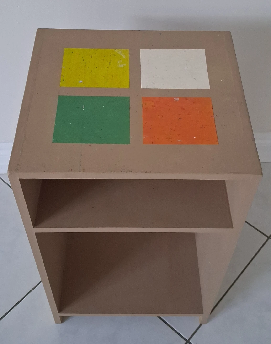 Two-shelf storage unit with decorative squares - photo 2