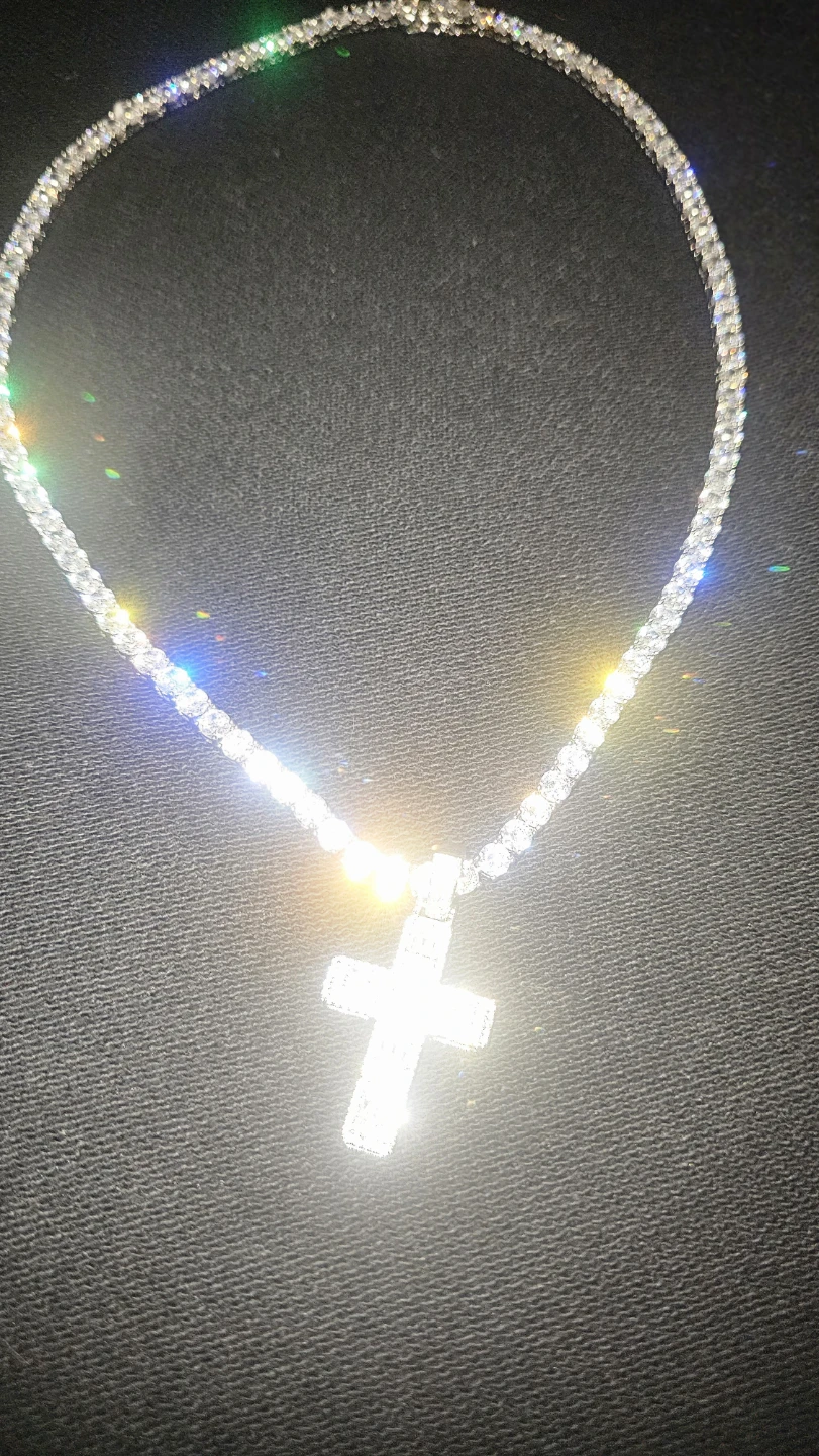Moissanite pendant and tennis necklace - photo 3