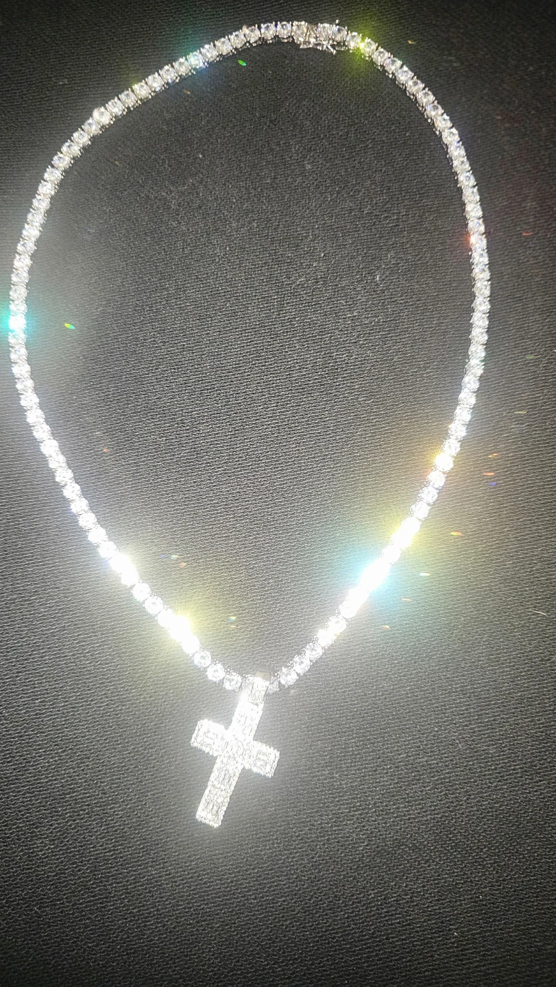 Moissanite pendant and tennis necklace - photo 4
