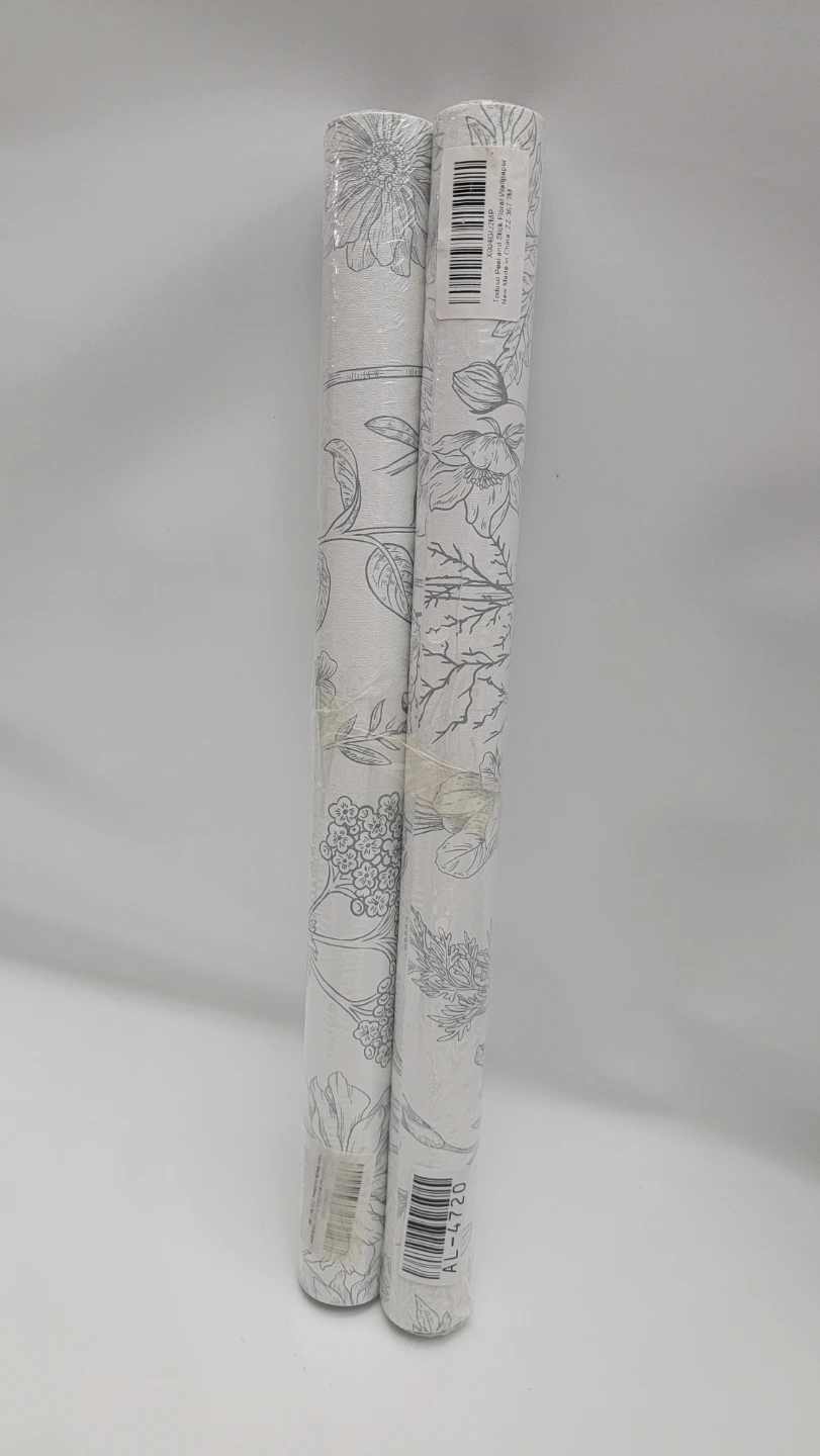 Blue Grey Floral Peel & Stick Wallpaper 17.3"x78.7", 2 Rolls - photo 3