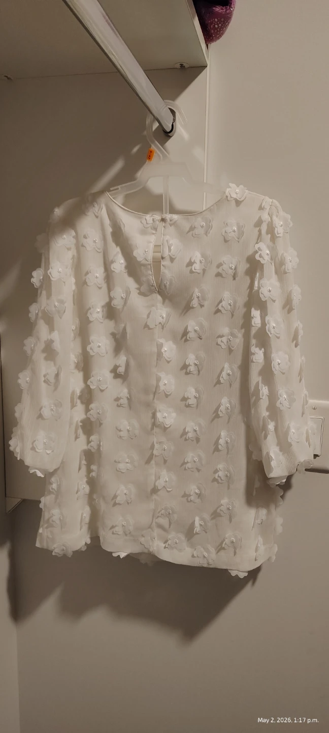 White 3D Flower Blouse