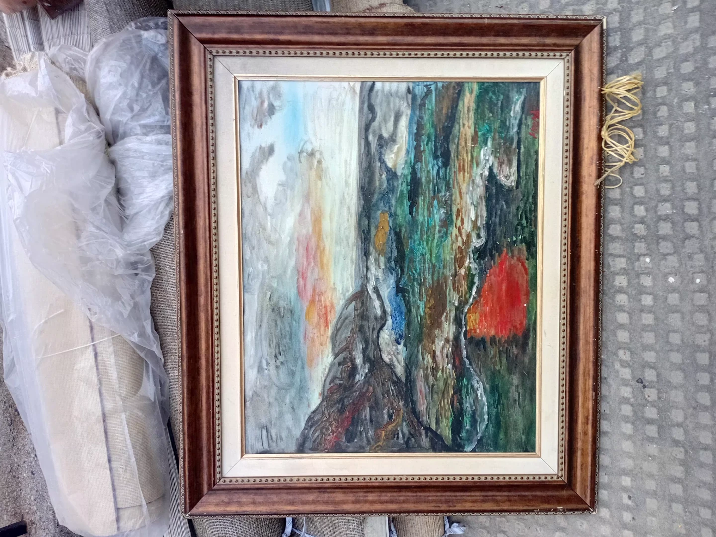Framed Original Abstract Landscape Painting