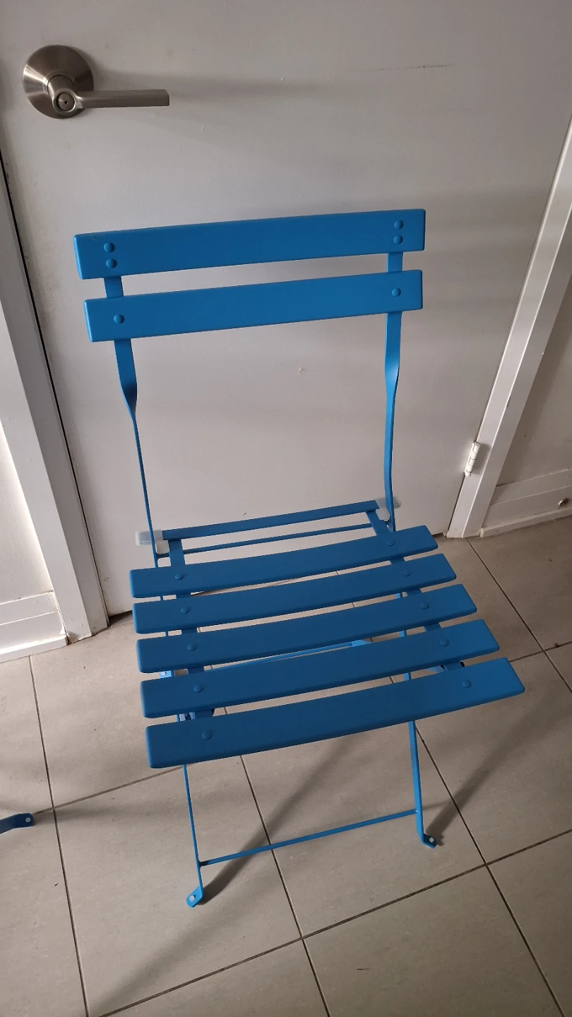Blue Folding Bistro Table and Chair Set - photo 4