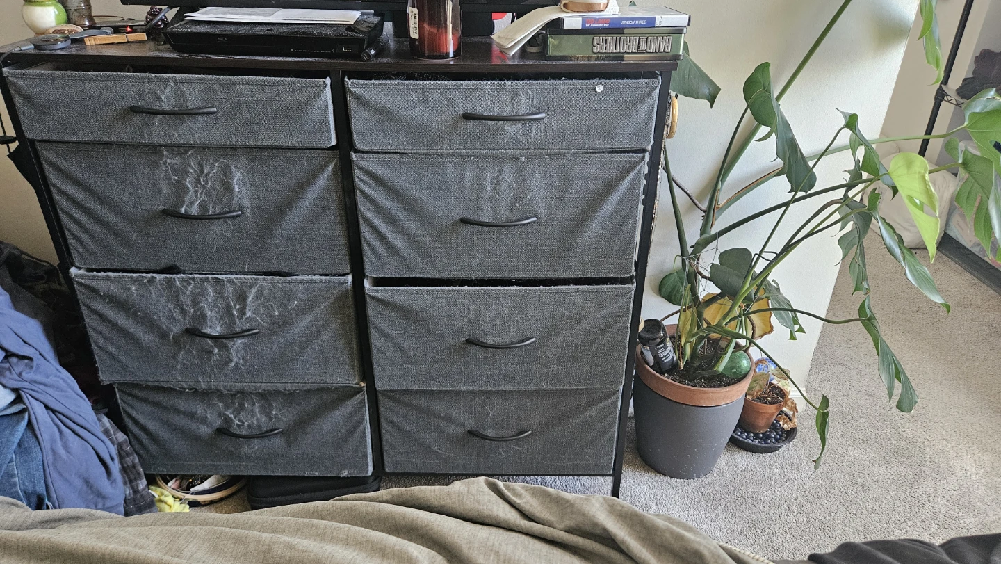 Small dresser with fabric drawers