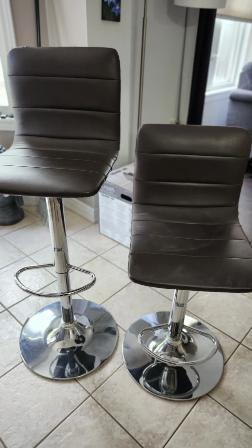 Adjustable Swivel Bar Stool - Dark Brown Faux Leather
