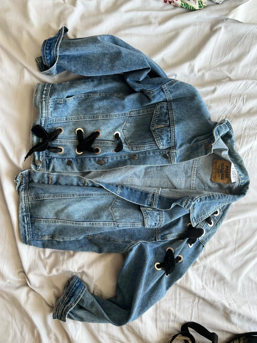 PASSEL Jean Jacket with Lace-Up Detail