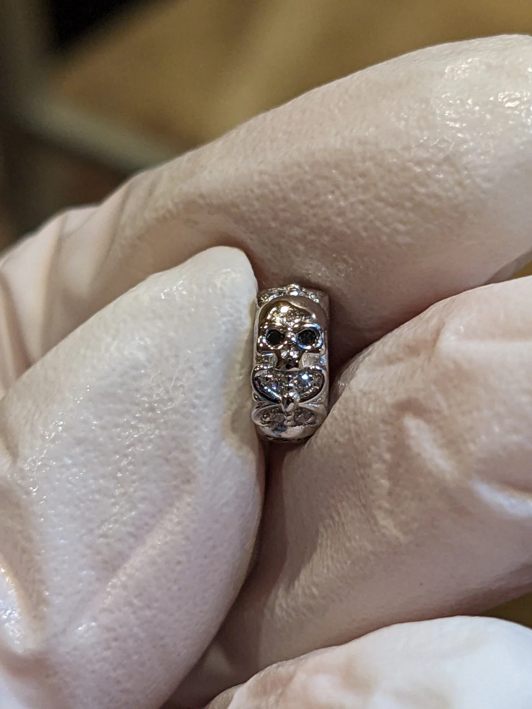 Two Sterling Silver Skull Charm Beads