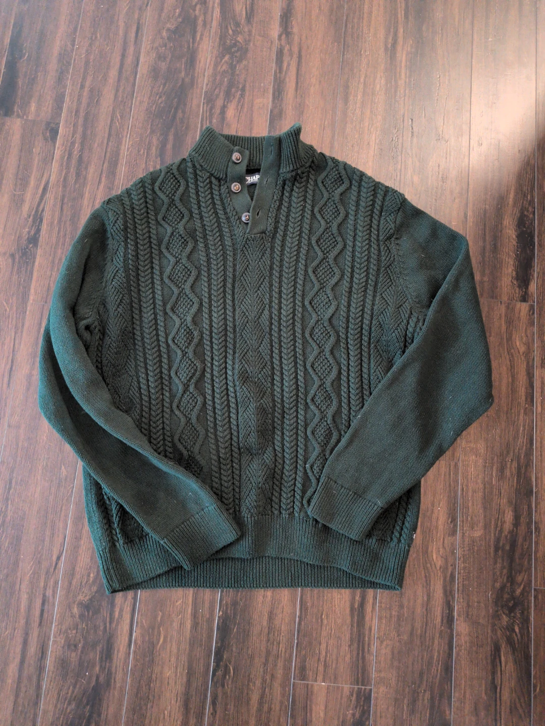 Chaps Men's Green Cable Knit Sweater XL/TG/EG
