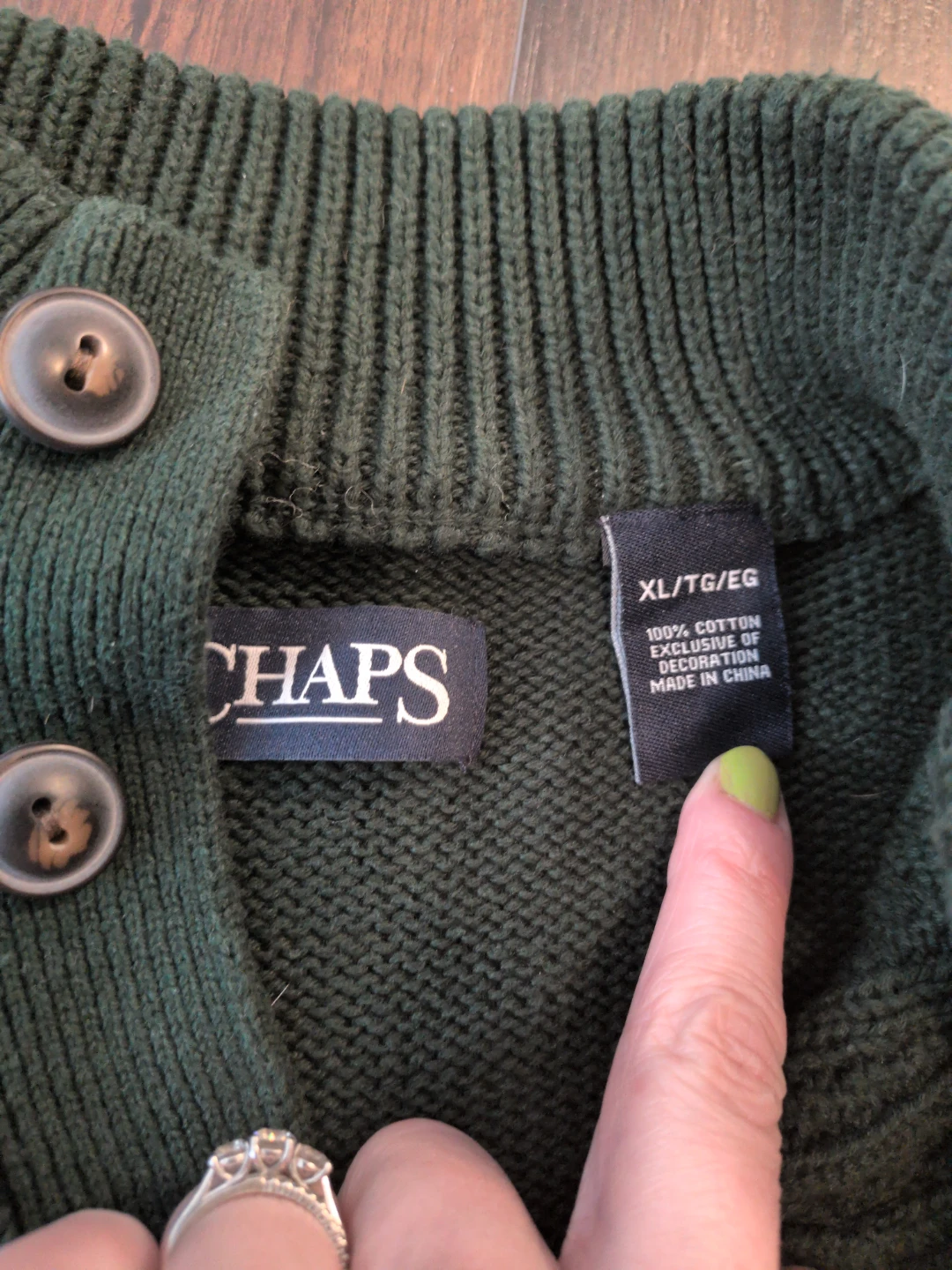 Chaps Men's Green Cable Knit Sweater XL/TG/EG - photo 2
