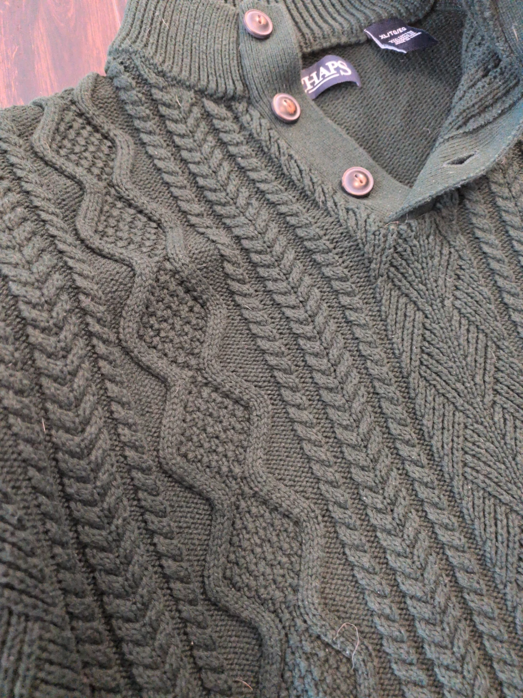 Chaps Men's Green Cable Knit Sweater XL/TG/EG - photo 3