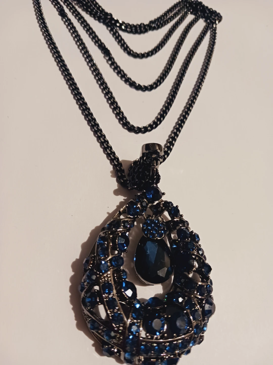 Statement Layered Necklace with Blue Gemstones - photo 3