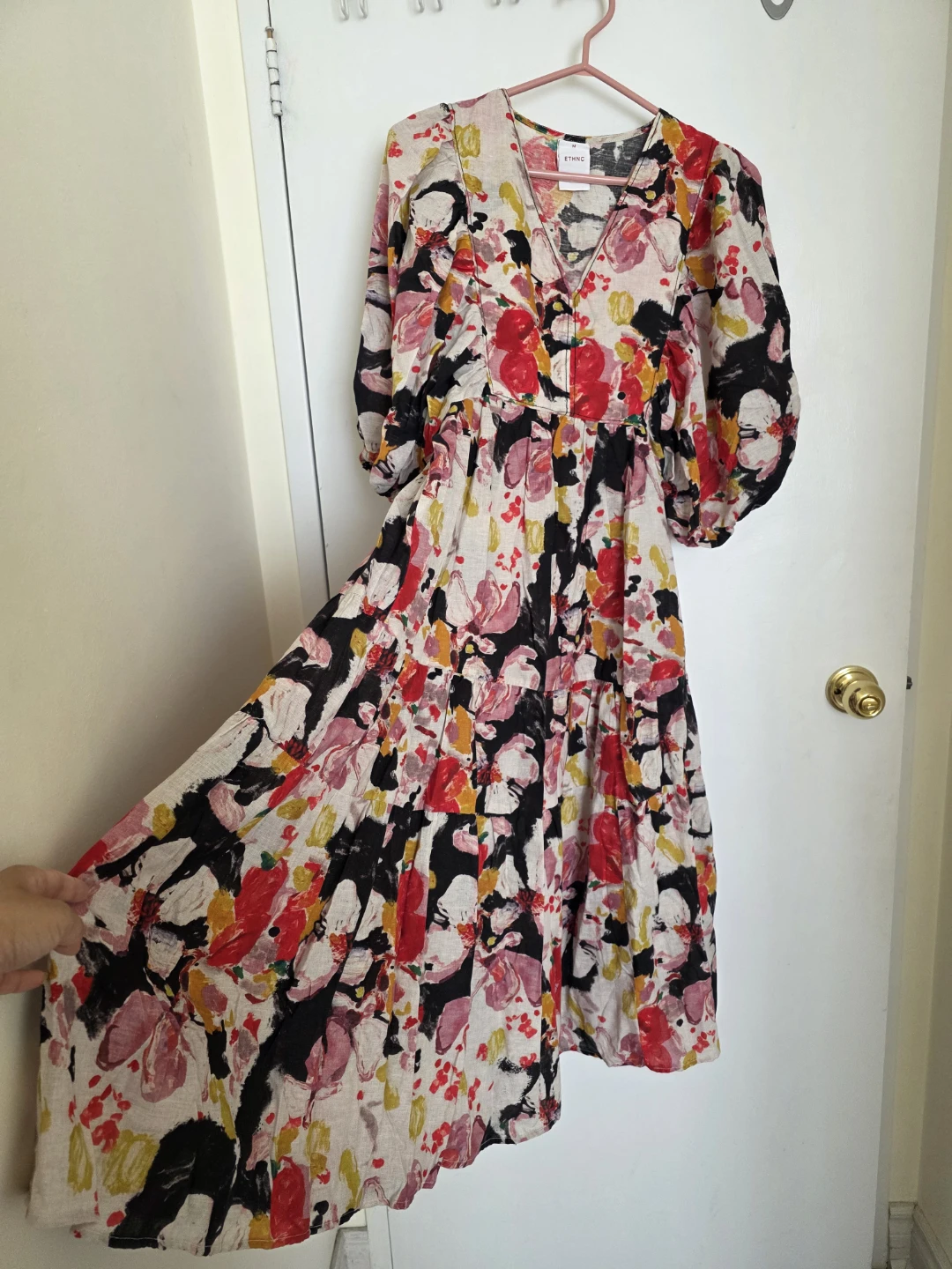 Linen Blend Cotton Midi Dress