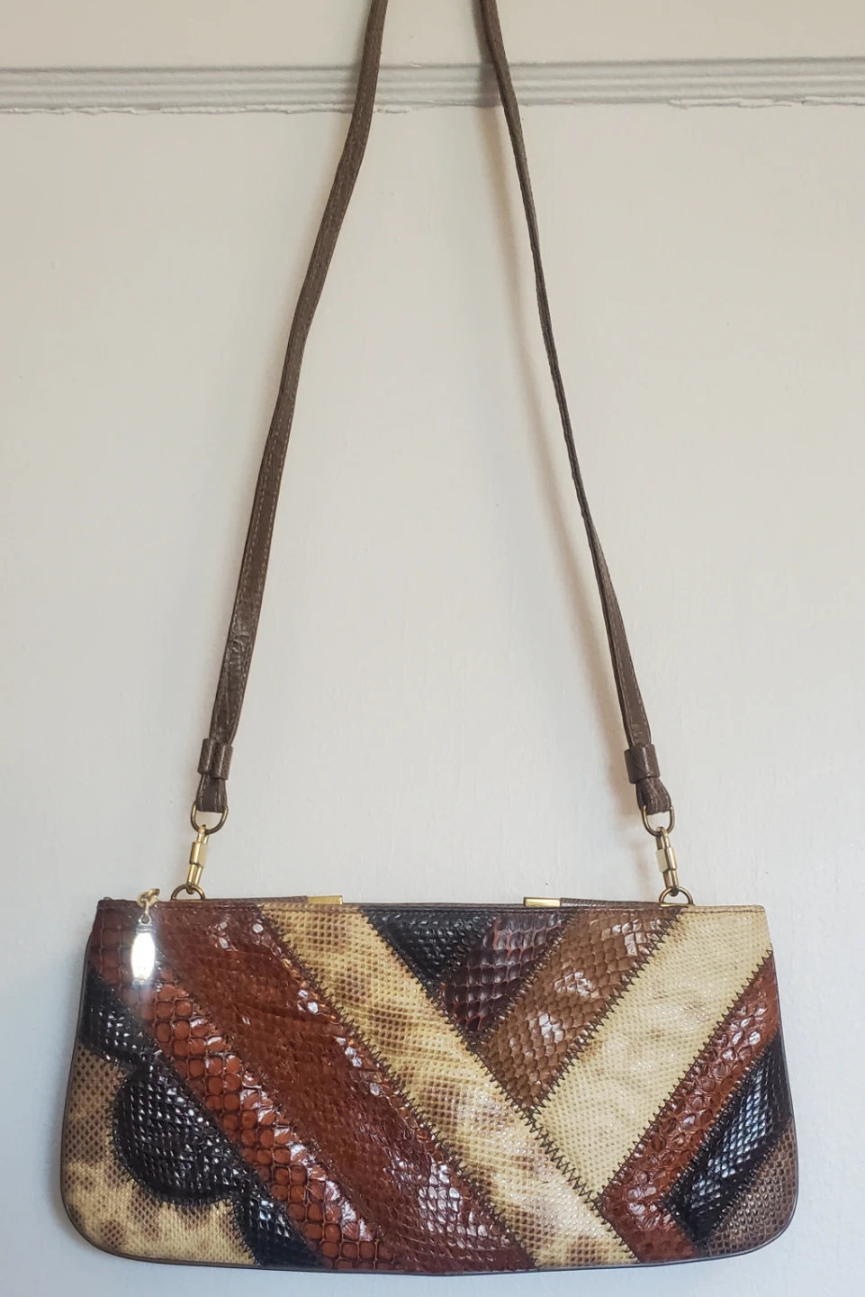 Patchwork Snakeskin Shoulder Bag