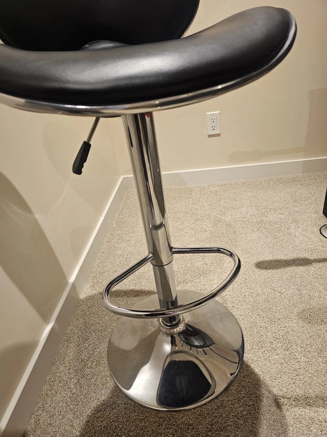 2 Black Faux Leather Adjustable Bar Stool - photo 4