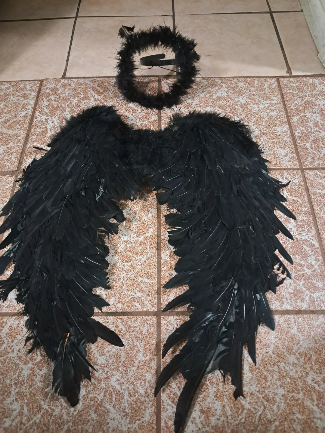 Black Angel Wings and Halo Costume Set