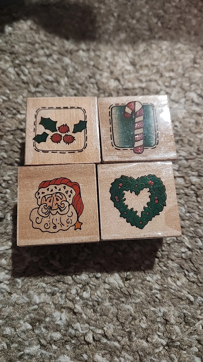 Set of 4 Christmas Rubber Stamps