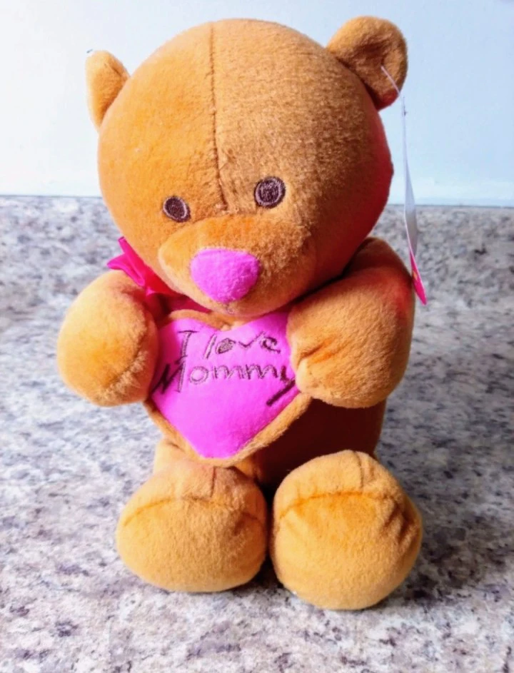 Brown Teddy Bear "I Love Mommy" Heart Plush