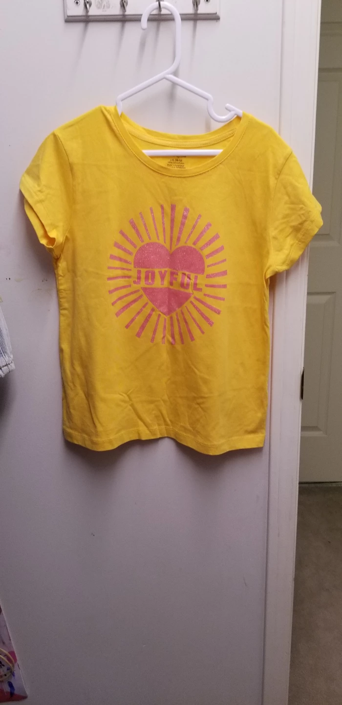 George Girls' Yellow "Joyful" T-Shirt Size L (10-12)