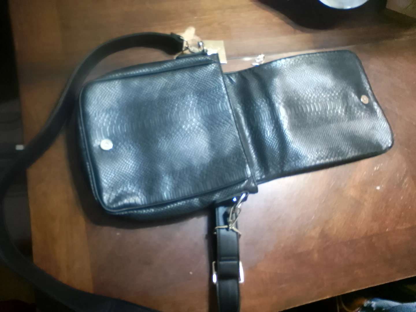 Black Embossed Crossbody Purse