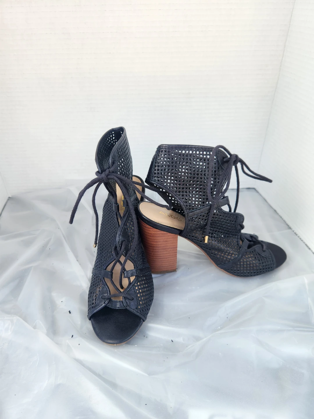 ALDO Black Lace-Up Block Heel Sandals