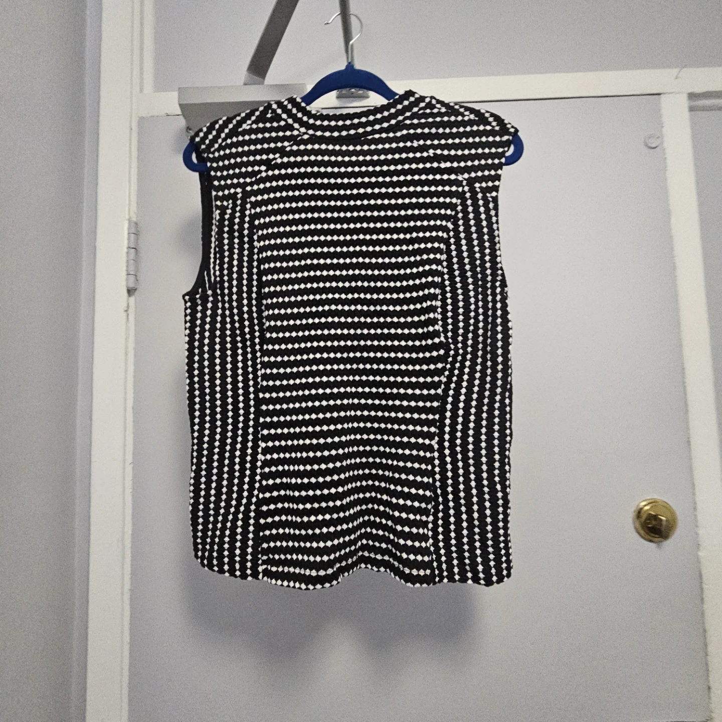 Sleeveless Black and White Striped Top