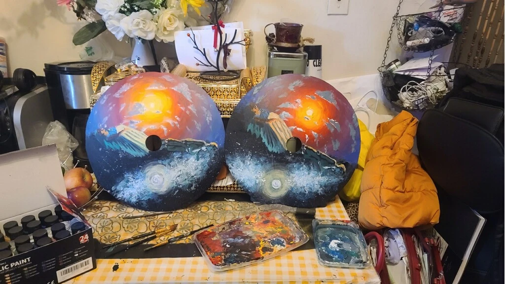 Custom hand painted wheel covers