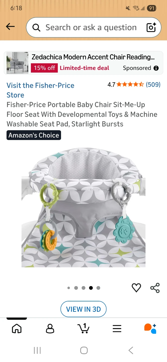 Fisher-Price Portable Baby Chair Sit-Me-Up Floor Seat with Toys - photo 3