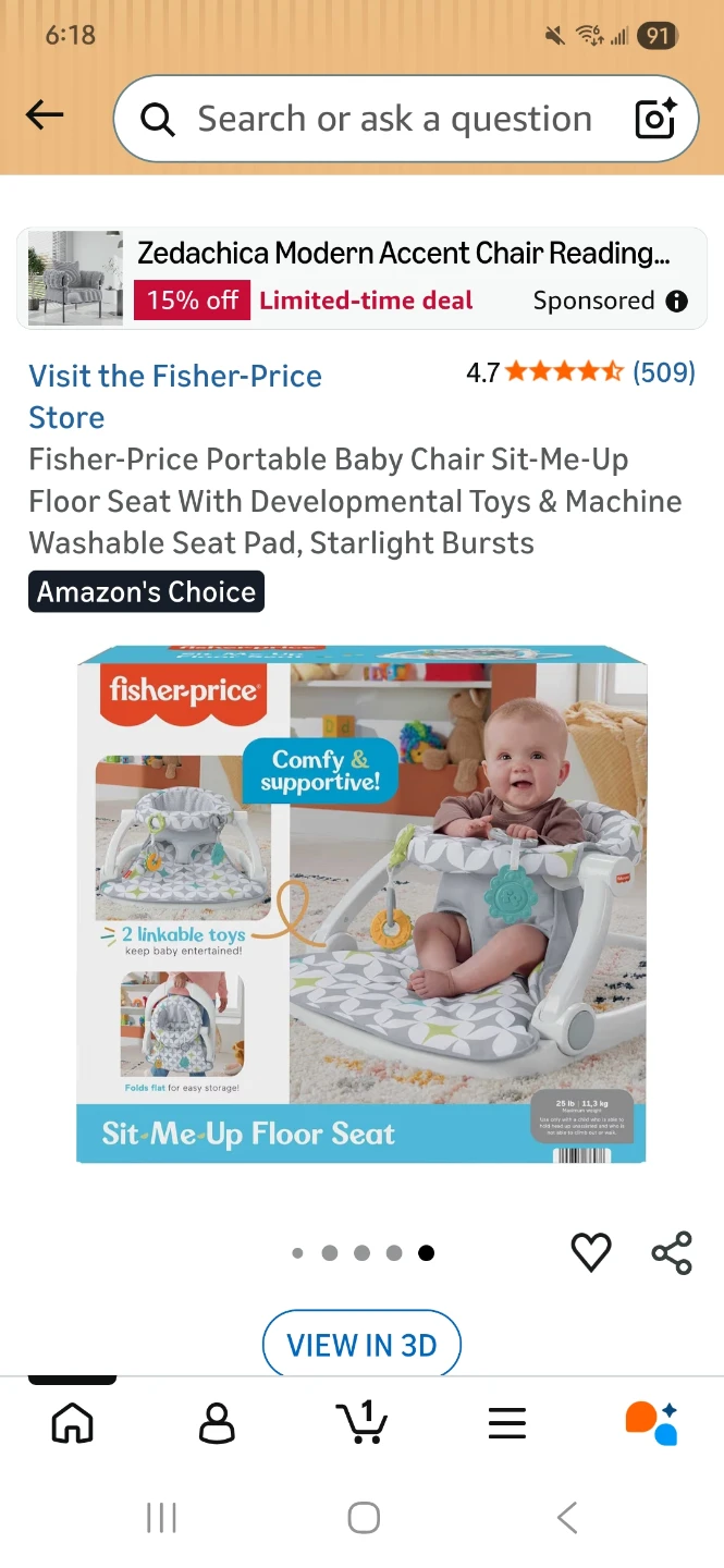 Fisher-Price Portable Baby Chair Sit-Me-Up Floor Seat with Toys - photo 4