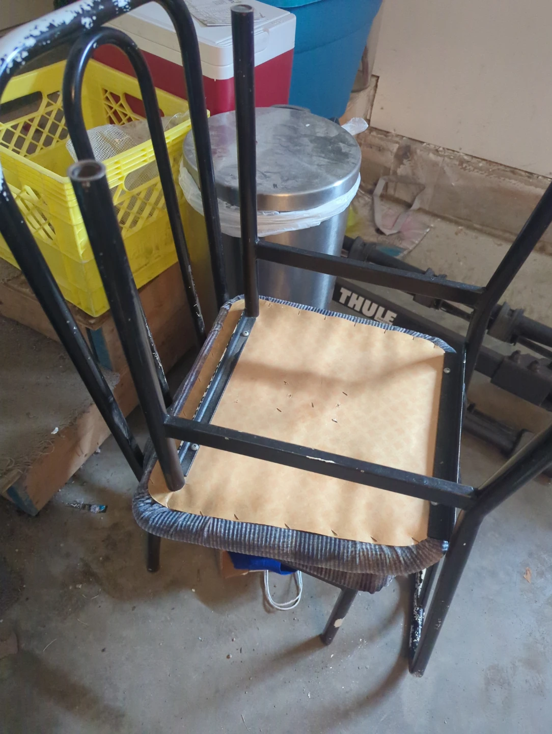 Black Metal Frame Chair with Fabric Seat - photo 2