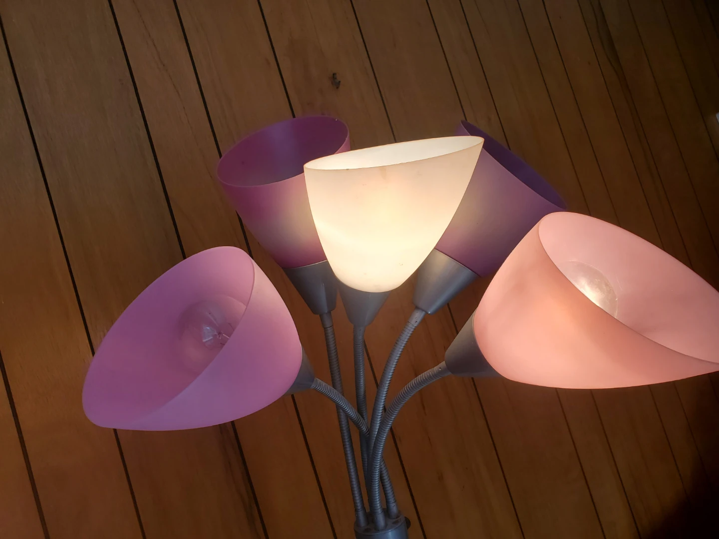 Multi-Head Floor Lamp with Pink and Purple Shades