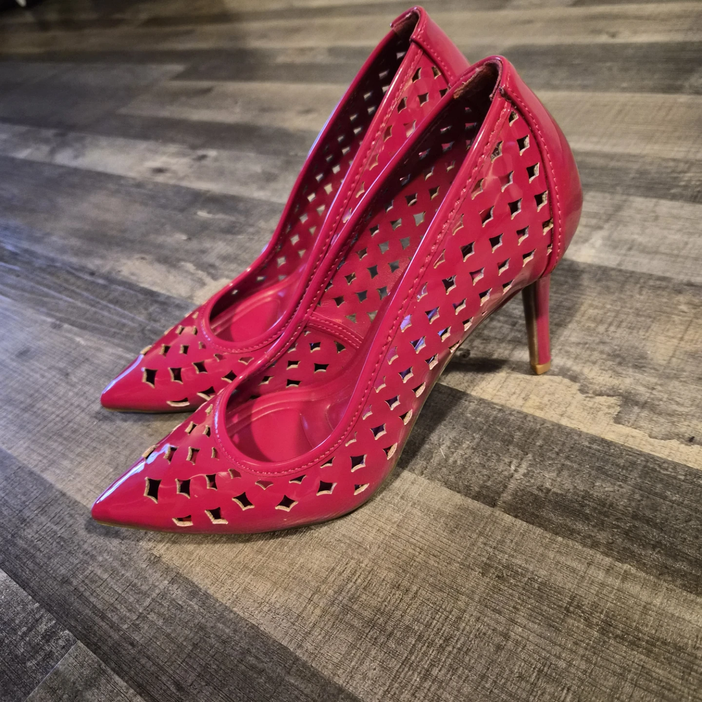 BCBGeneration Pink Laser Cut Heels