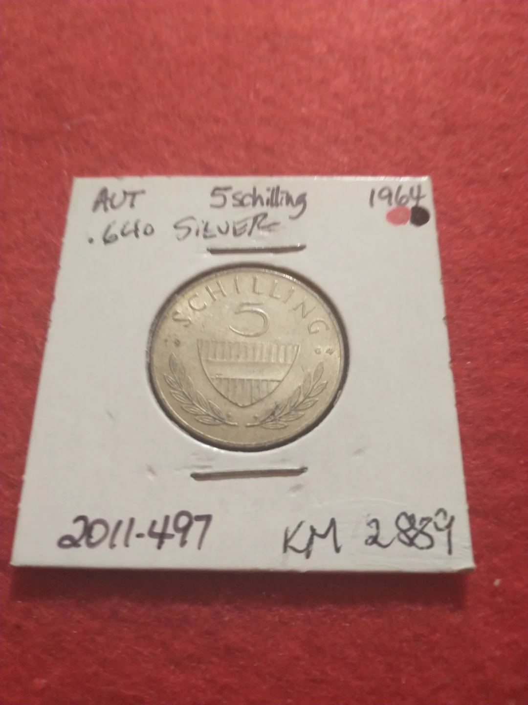 1964 Austria 5 schilling .640 silver coin KM#2889, #2011-497 - photo 4
