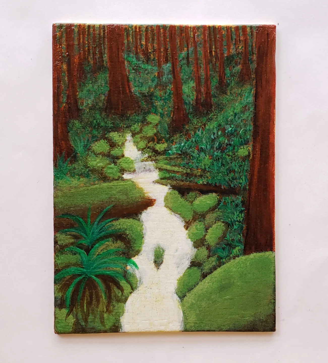 Stream in Forest Painting
