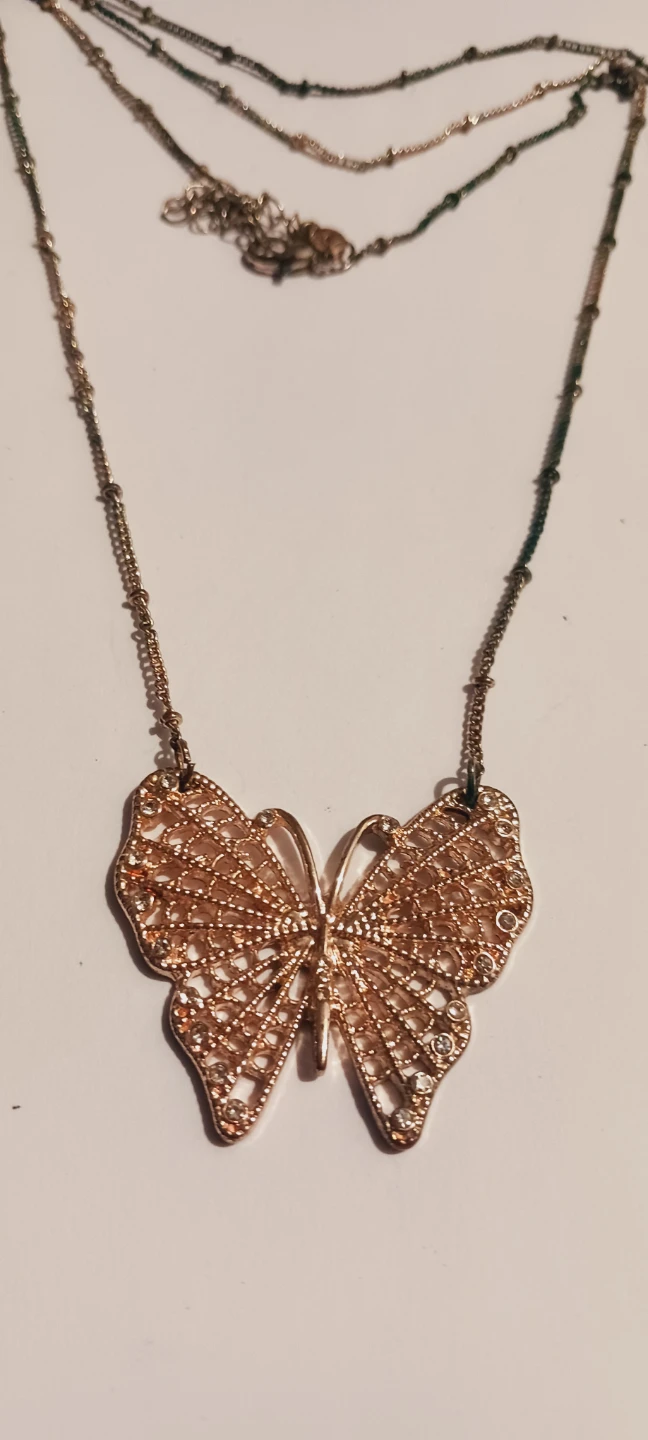 Silver tone butterfly filigree pendant with necklace - photo 4
