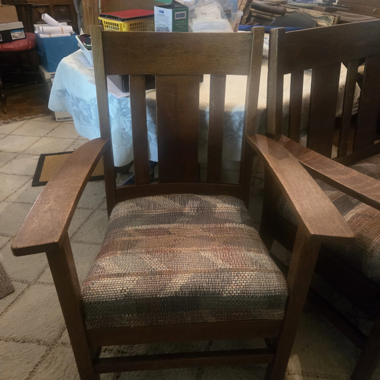 Mission Oak Loveseat and Chair - photo 2