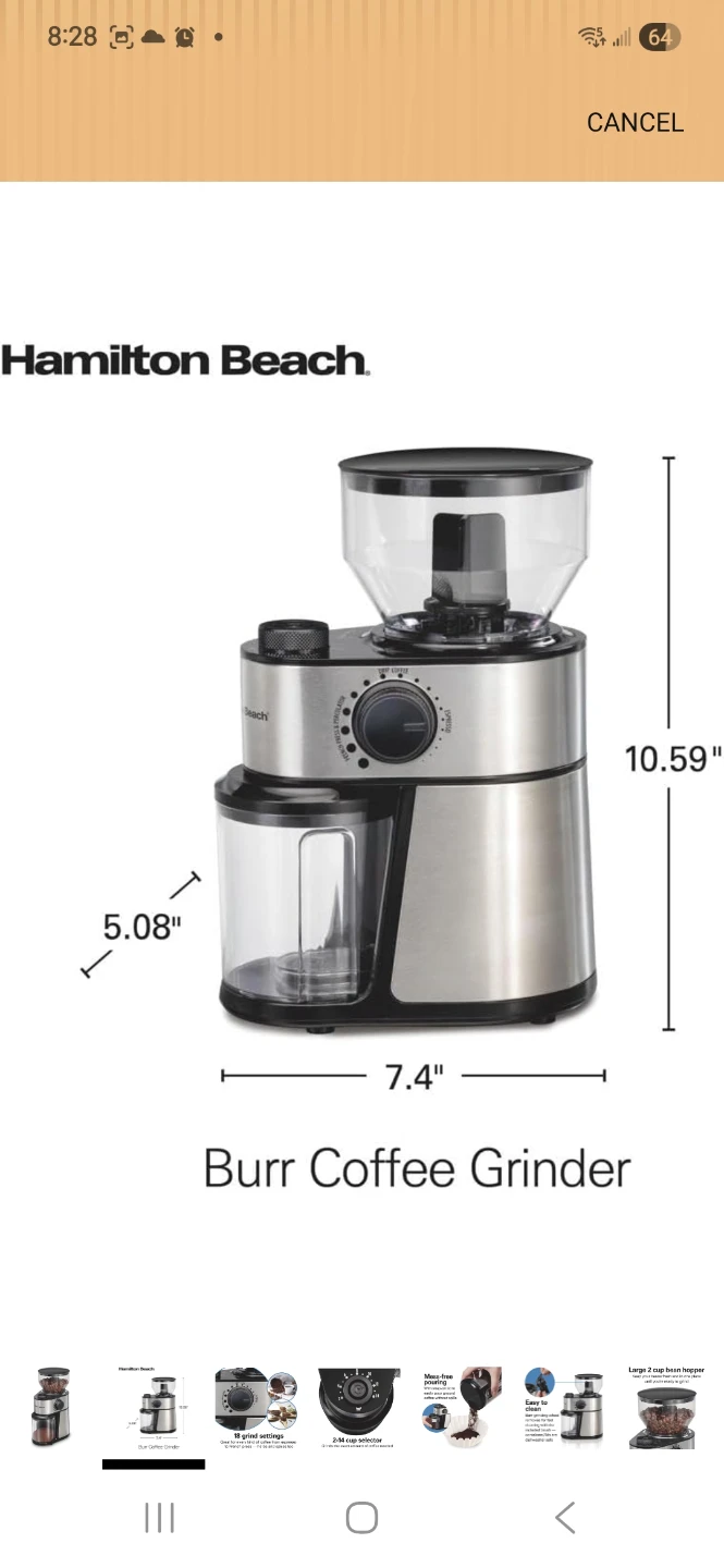 Hamilton Beach Burr Coffee Grinder