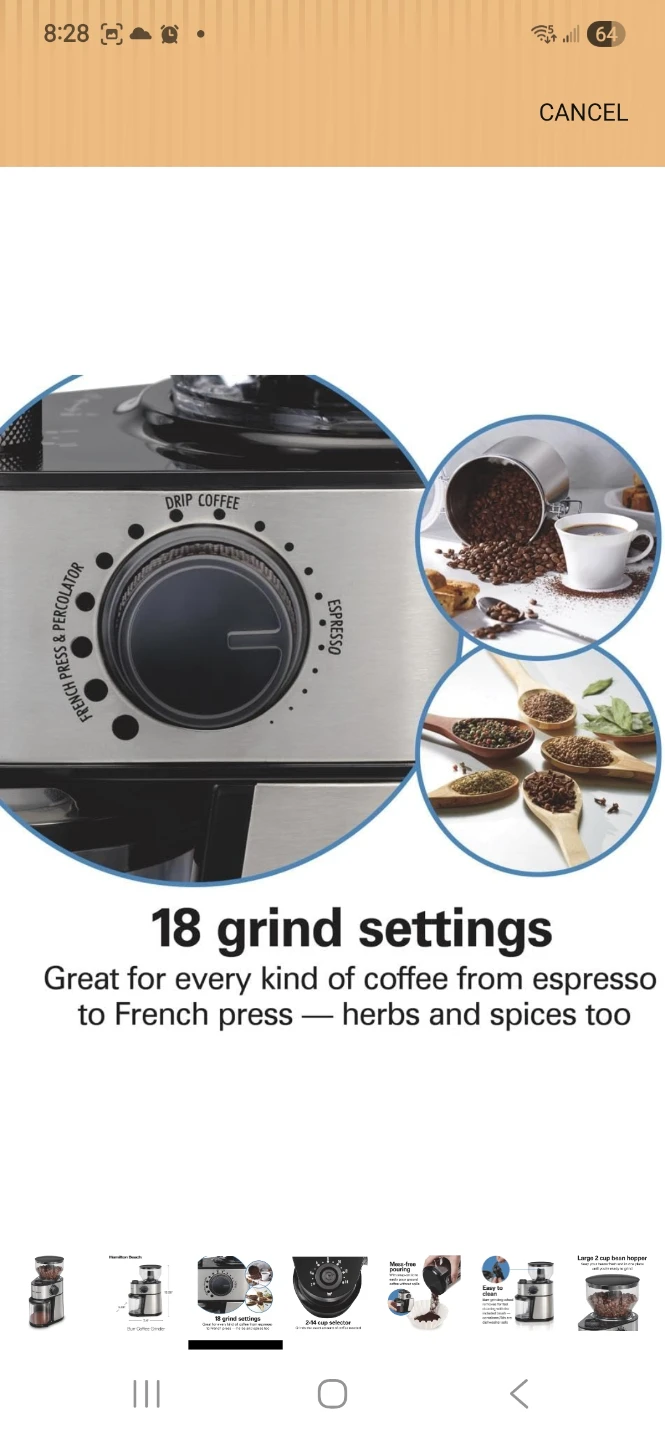 Hamilton Beach Burr Coffee Grinder - photo 3