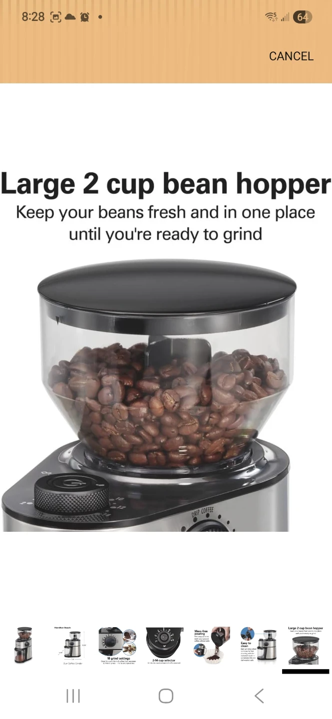 Hamilton Beach Burr Coffee Grinder - photo 4