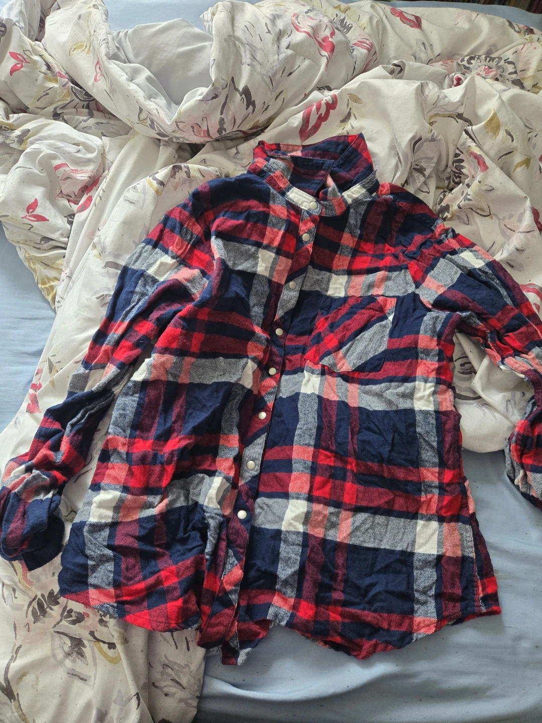 Plaid Flannel Button-Up Shirt