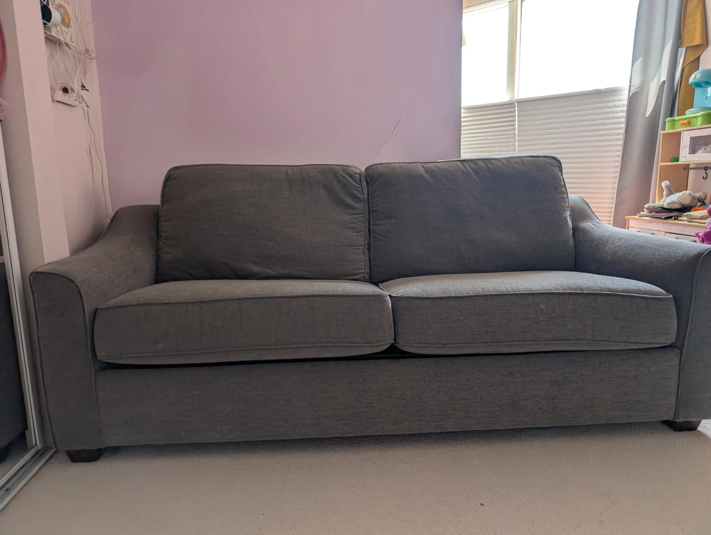 Premium Sklar Peppler Grey Fabric Sofa Bed / Sleeper Loveseat