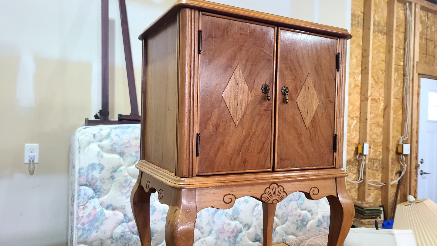 Vintage Wooden Cabinet with Cabriole Legs