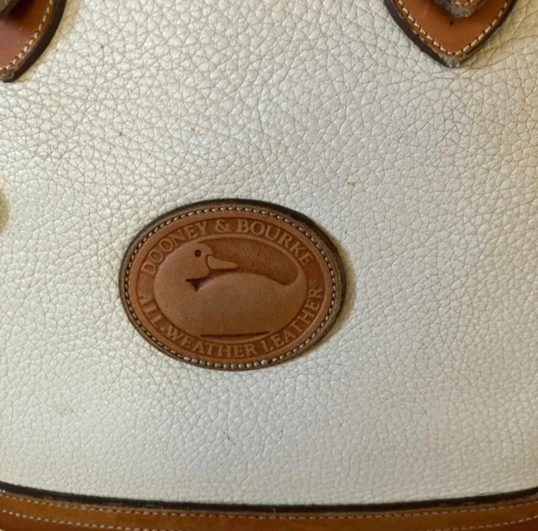 Dooney & Bourke All-Weather Leather Satchel Bag - Cream/Brown - photo 2