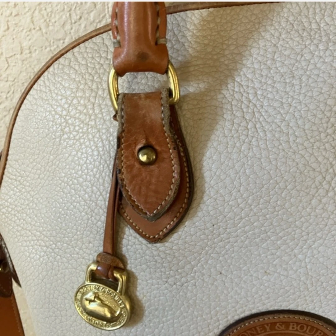 Dooney & Bourke All-Weather Leather Satchel Bag - Cream/Brown - photo 3