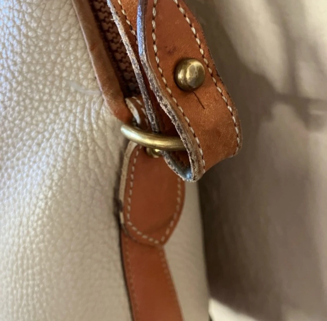 Dooney & Bourke All-Weather Leather Satchel Bag - Cream/Brown - photo 5