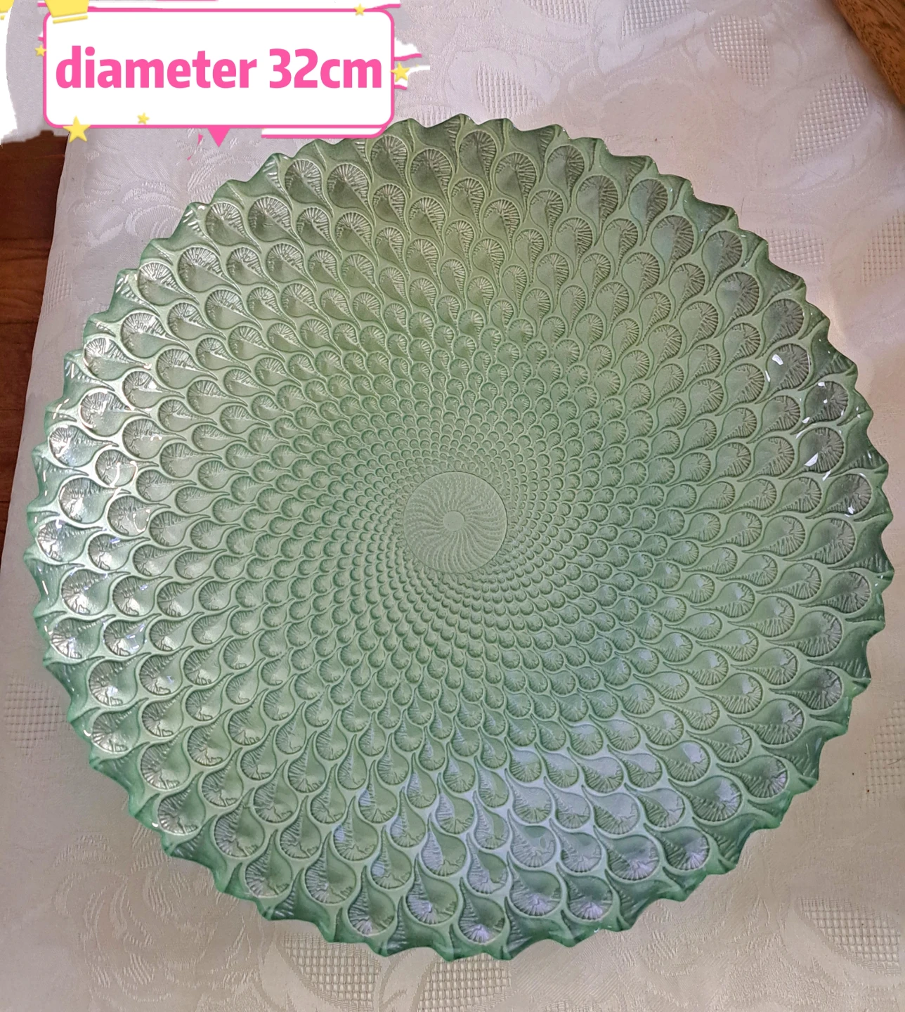 Decorative Glass Serving Platter - 32cm Diameter
