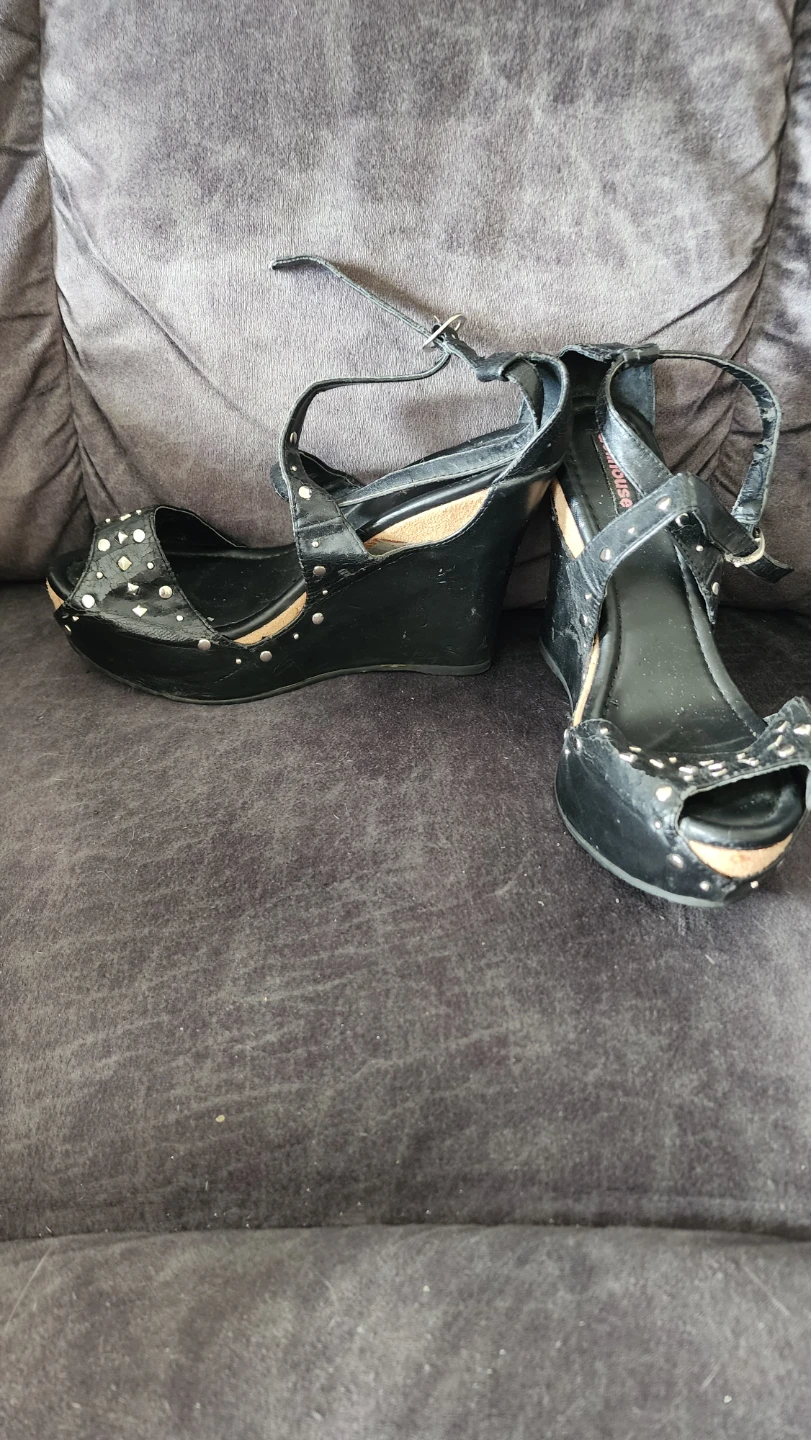 Dollhouse Black Studded Wedge Sandals - photo 2