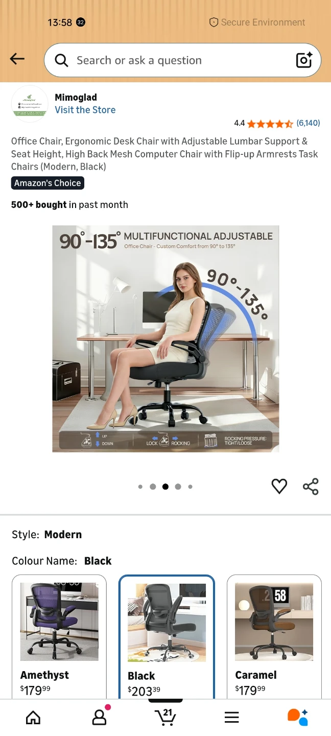New Ergonomic Office Chair - Black - photo 2